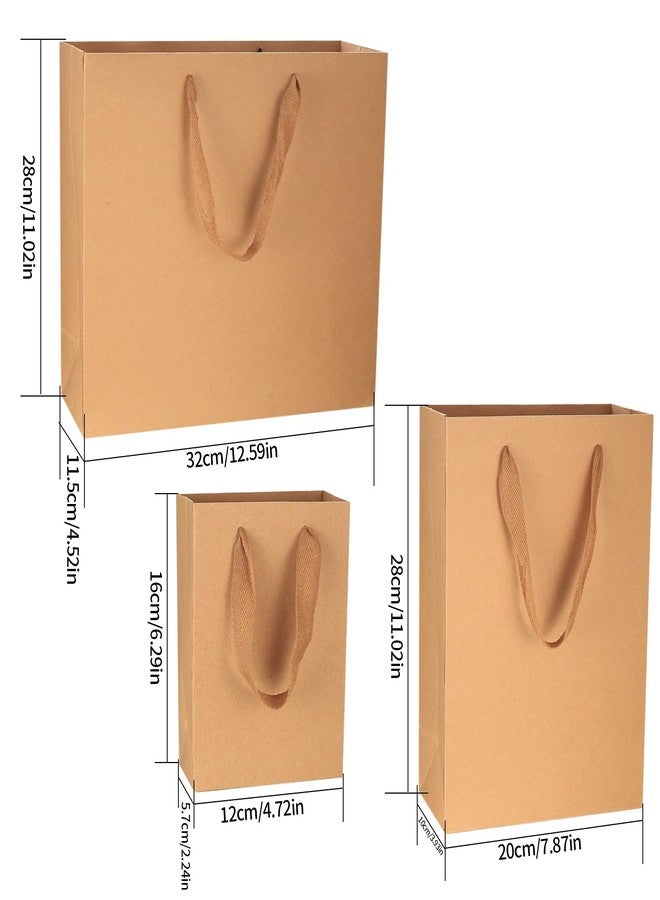 HexinYigjly 12 Pcs Kraft Paper Bags with Handles, Brown Paper Gift Bags Bulk, Small, Medium & Large Retail Bags for Small Business, Shopping Bag s, Birthday Party Favor Bag, Merchandise Bag (Brown, L+M+S=12 PCS) - Image 2